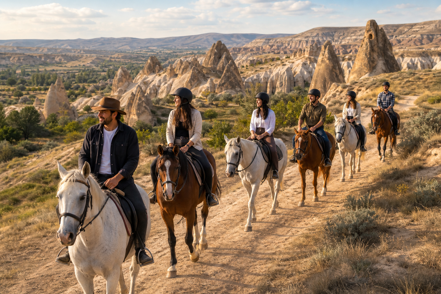 Group horse riding tour in Cappadocia